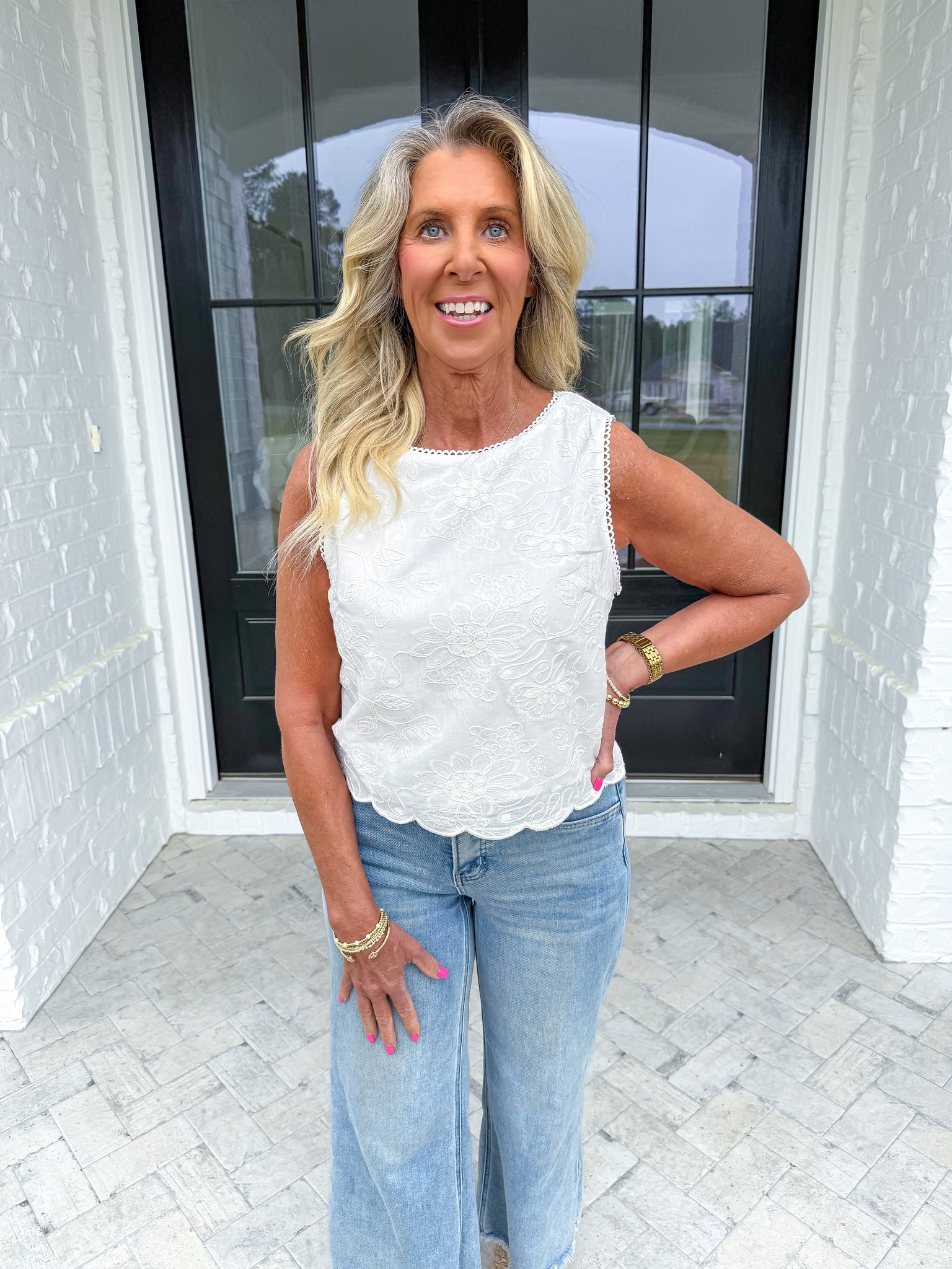 White Embroidered Top
