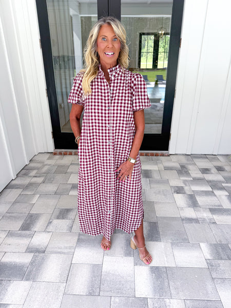 Garnet Gingham Midi