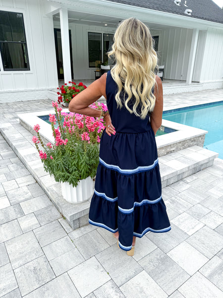 Striped Trim Midi