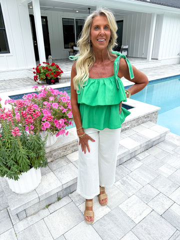 Green Ruffle Tank