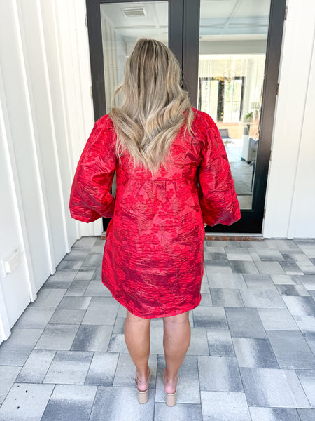 Red Puff Sleeve Dress