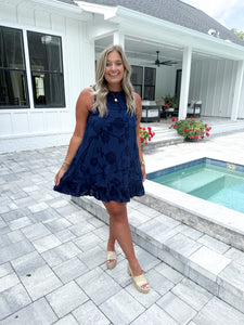 Navy Textured Dress