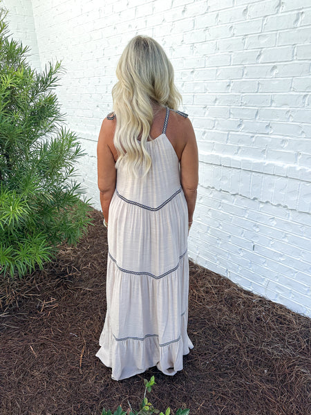 Embroidered Tiered Maxi