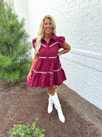 Garnet Lace Trim Dress