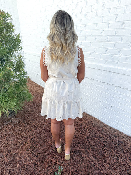 Cream Embroidered Dress