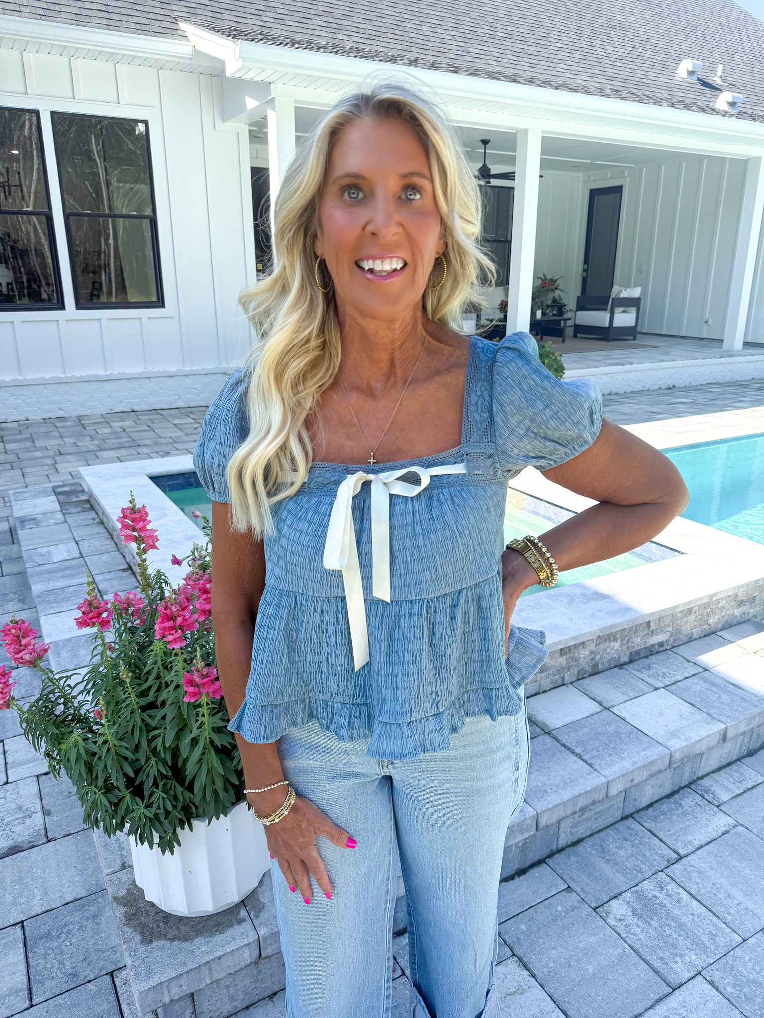 Blue Babydoll Top
