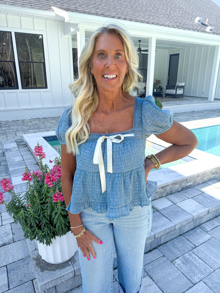 Blue Babydoll Top