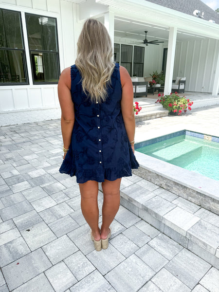 Navy Textured Dress