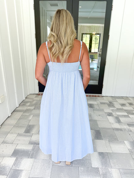 Striped Ruffled Midi