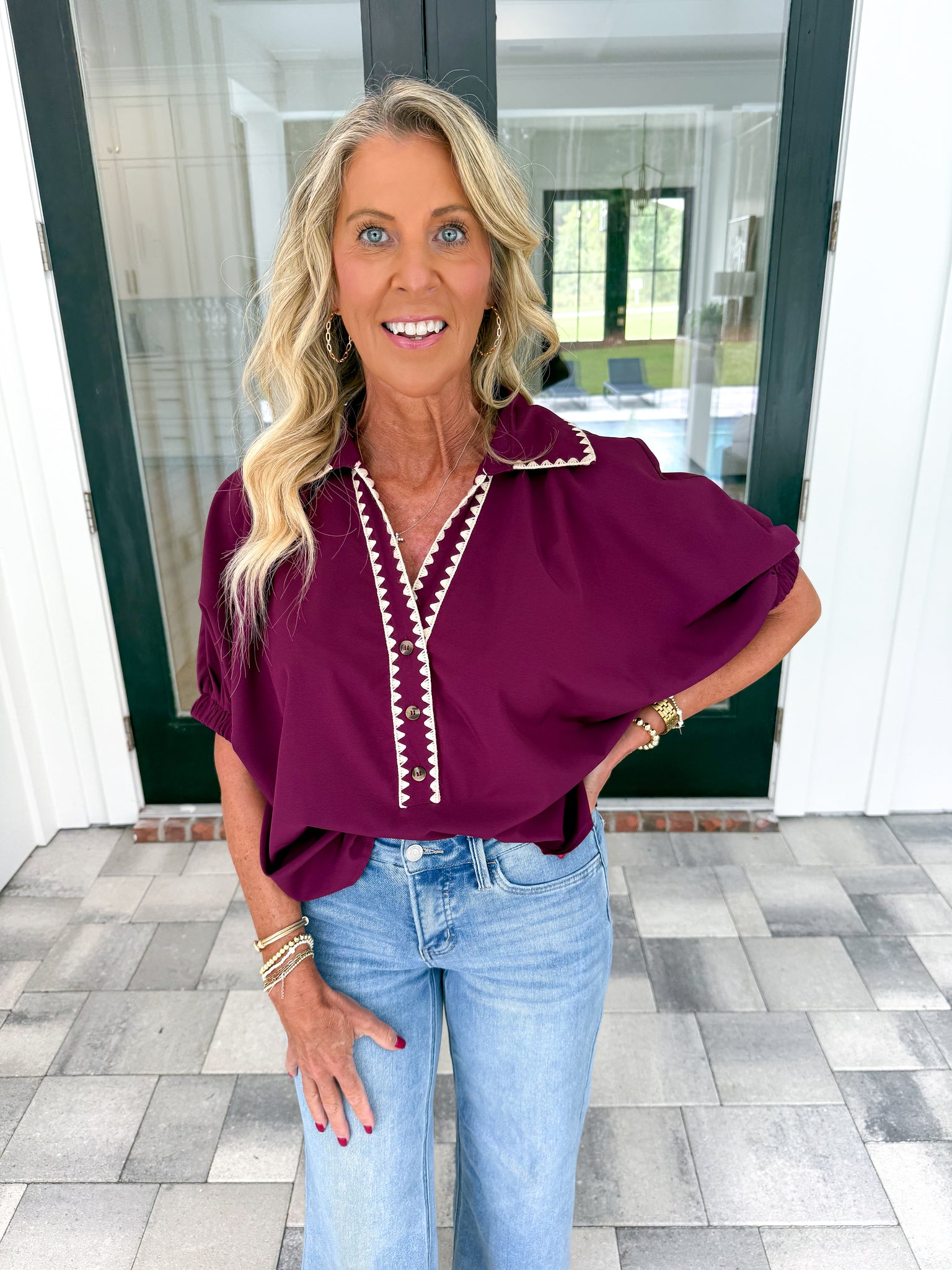 Garnet Scallop Accent Top