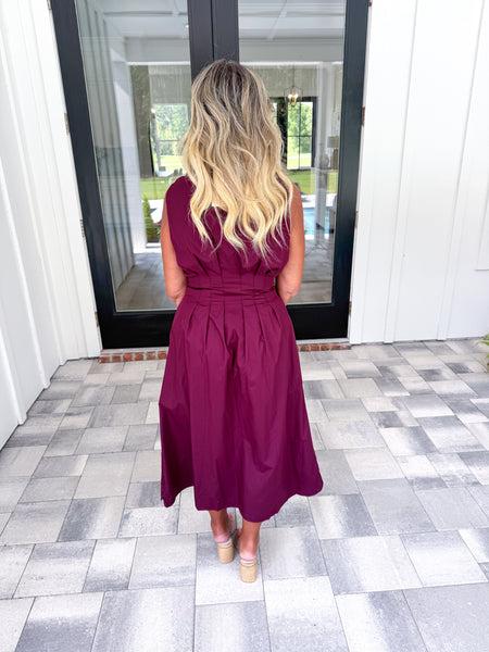 Garnet Pleated Midi