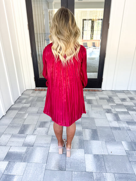 Red Pleated Dress