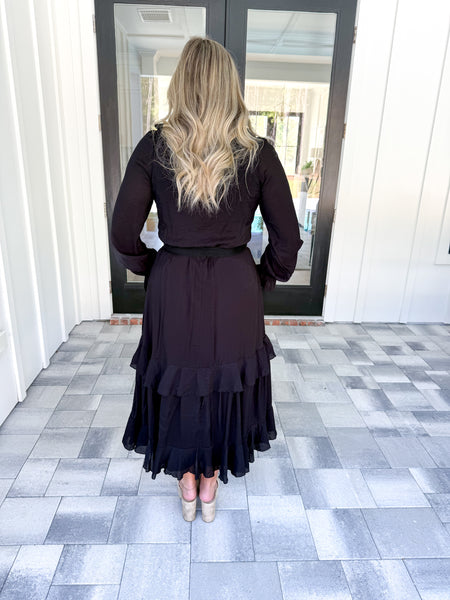 Belted Ruffle Midi