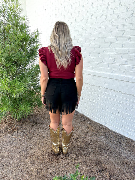 Black Fringe Shorts