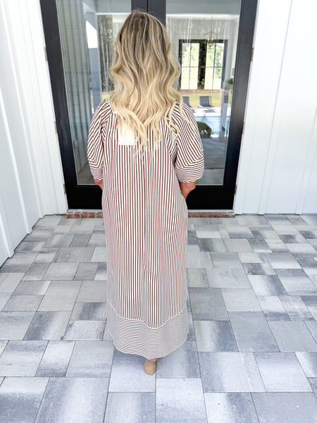 Brown Striped Midi