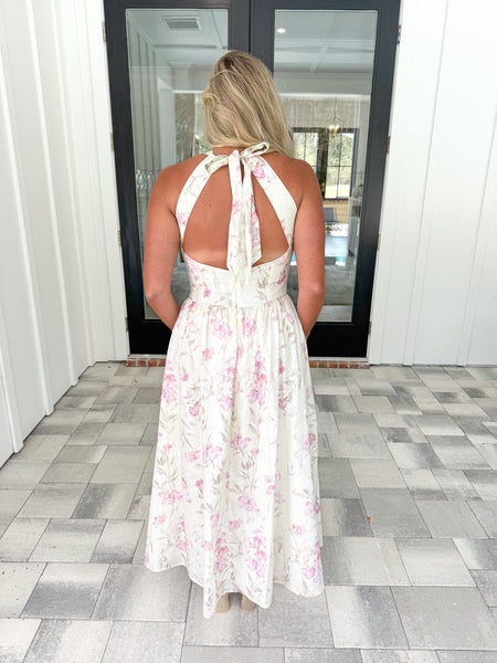 Floral Open Back Midi