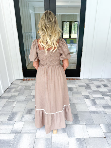 Brown Smocked Maxi