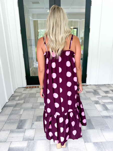 Plum Polka Dot Midi