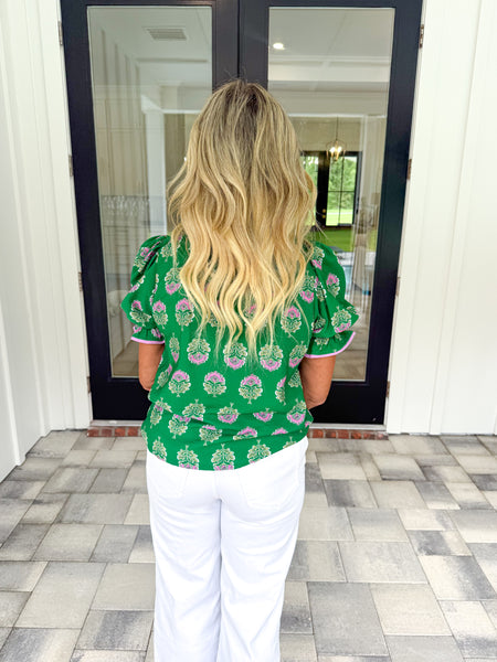 Green Pattered Top