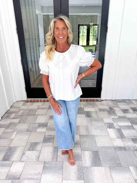 White Eyelet Top