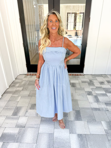 Scallop Seersucker Midi