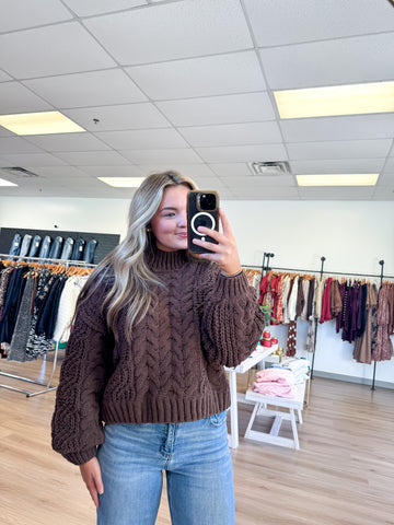 Brown Cable Knit Sweater