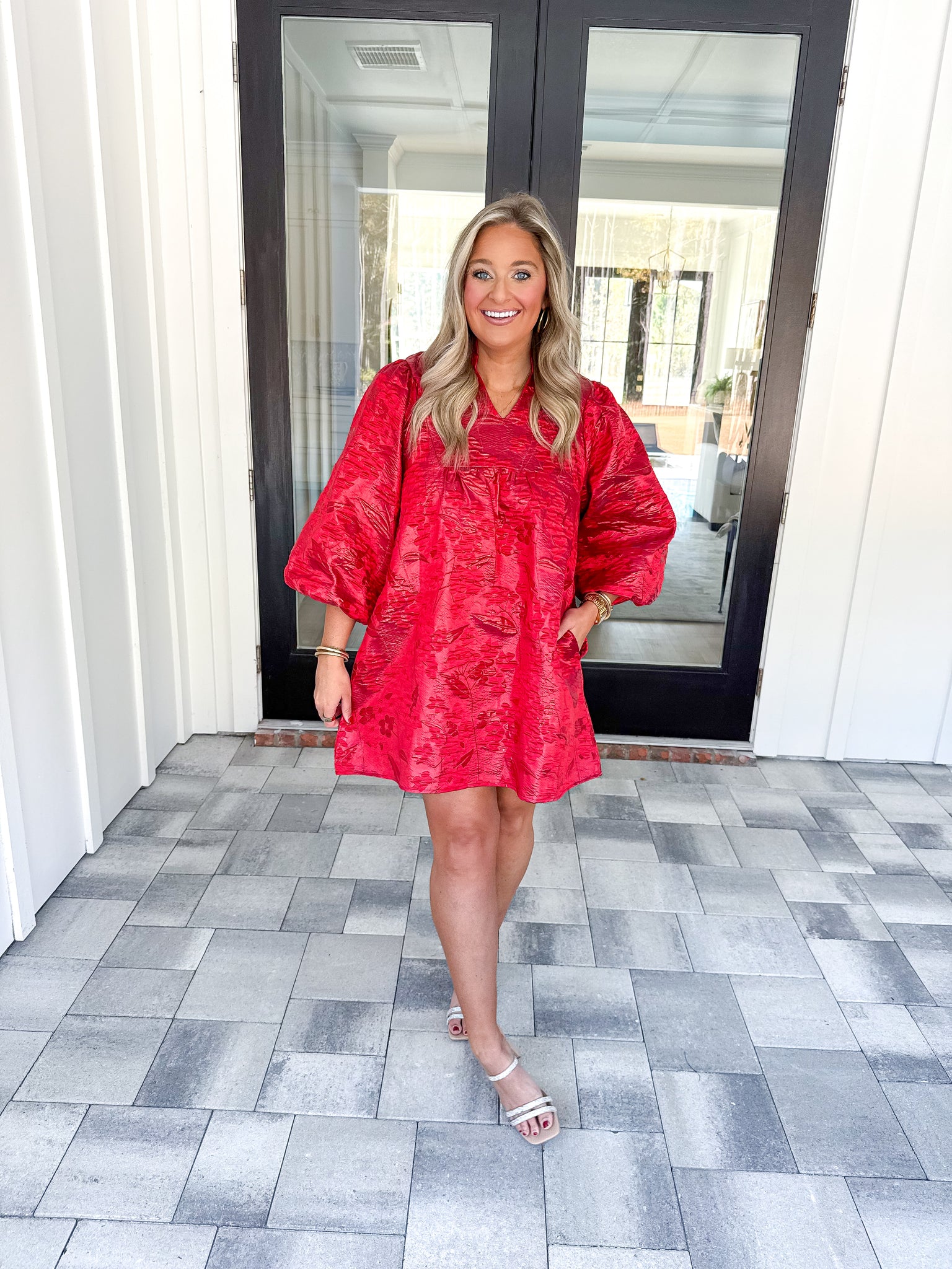 Red Puff Sleeve Dress