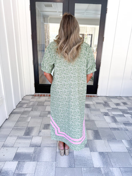 Green Puff Sleeve Midi