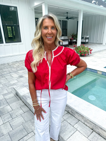 Red Puff Sleeve Top