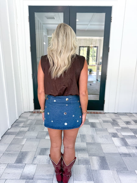 Denim Embellished Skirt