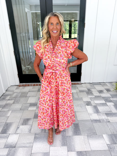 Orange Floral Midi