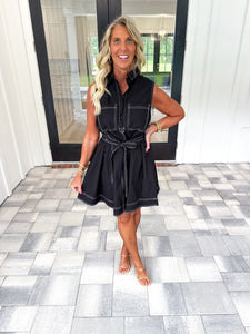 Contrast Shirt Dress