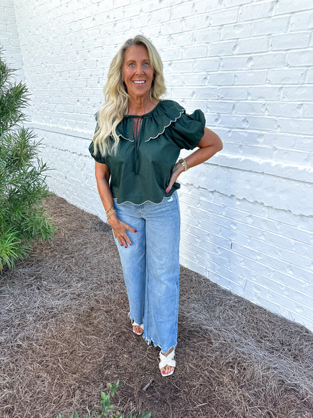 Green Scallop Top