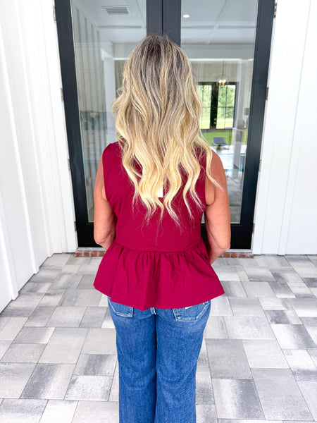Garnet Peplum Top
