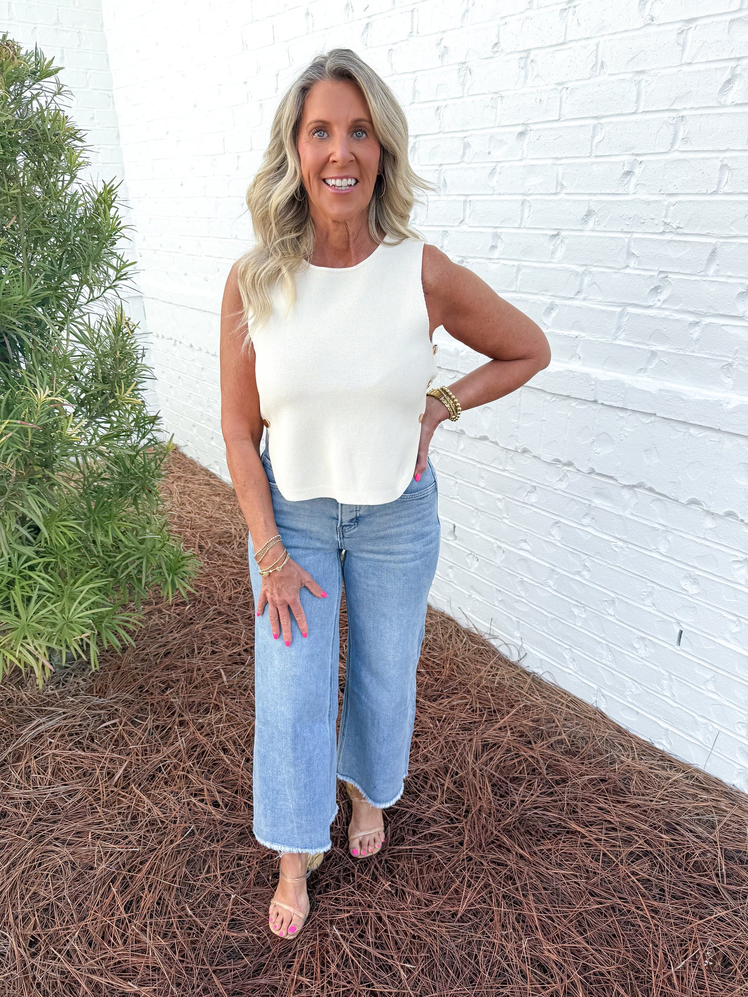 Cream Sleeveless Sweater