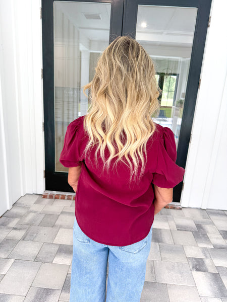 Garnet Bubble Sleeve Top