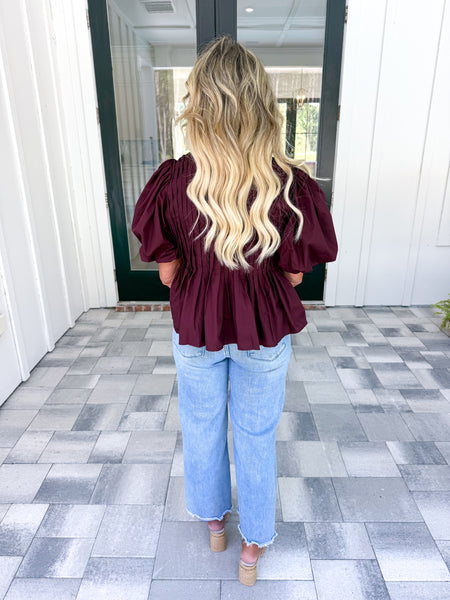 Garnet Pintuck Top
