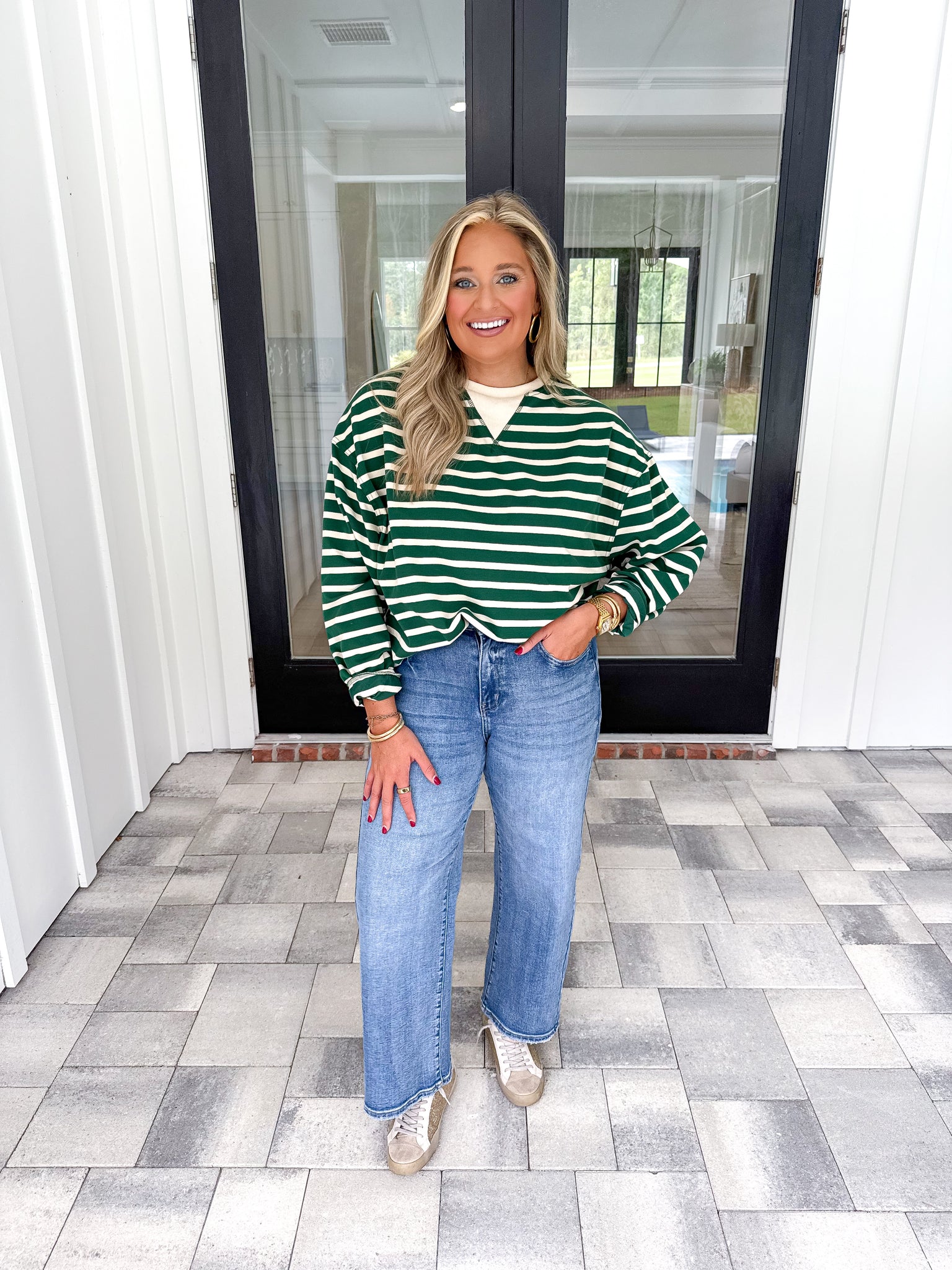 Green Striped Top