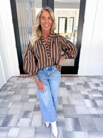 Brown Striped Top
