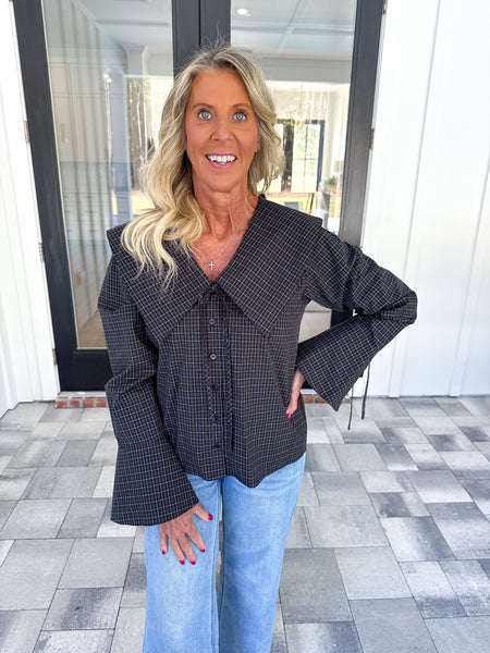 Checkered Collared Top