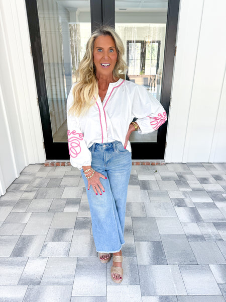 Pink Embroidered Top