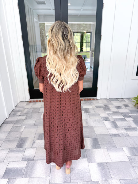 Brown Eyelet Midi