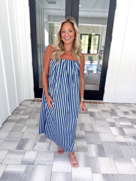 Blue Striped Midi