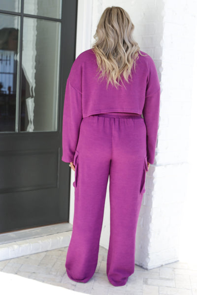 Purple Knit Crop Top