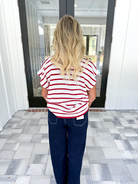 Burgundy Striped Top