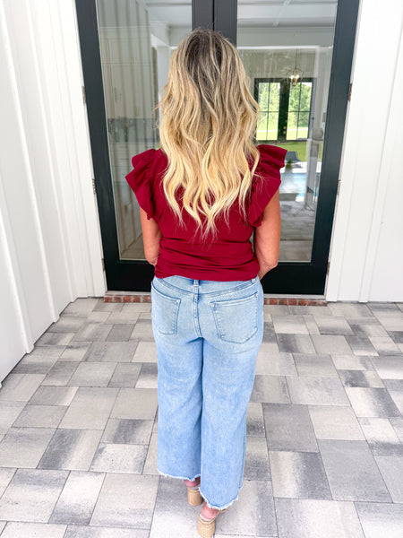 Garnet Flutter Sleeve Top