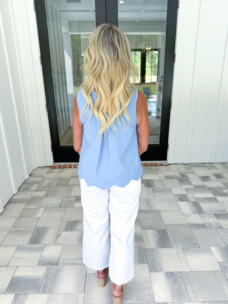 Blue Eyelet Top