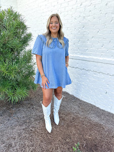 Peter Pan Collar Light Denim Dress