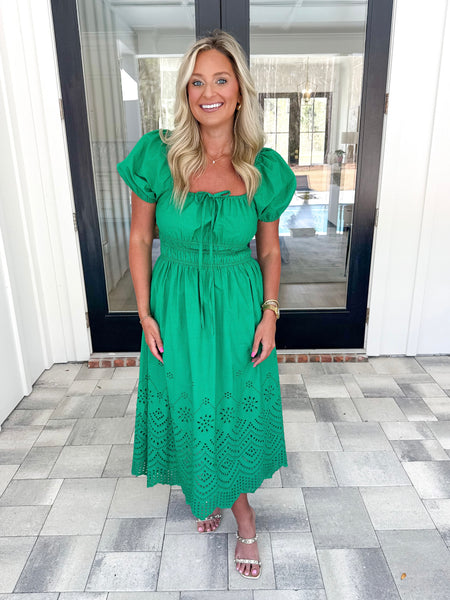 Green Eyelet Dress