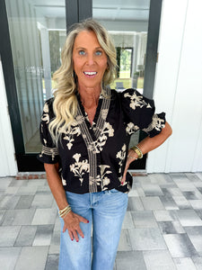 Black Floral Top